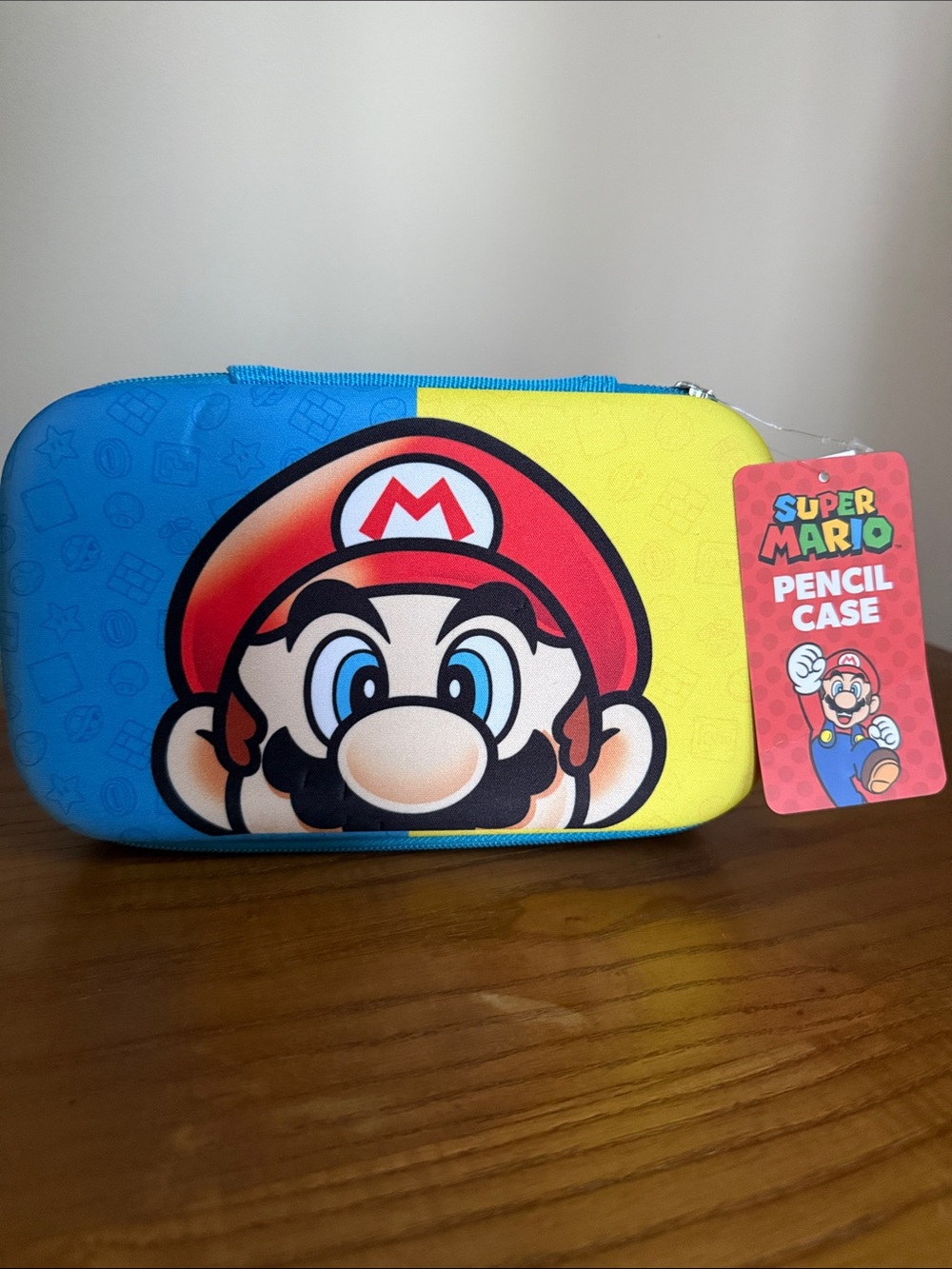 Nintendo Super Mario Pencil Case - Blue & Yellow with Mario Face - NWT!